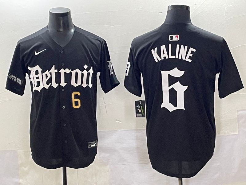 Men 2025 Detroit Tigers #6 Kaline Black Five generations Joint Name Nike MLB Jersey style 10